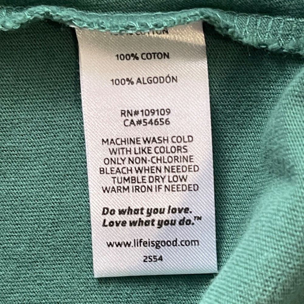 LIFE IS GOOD Womens Classic Fit Tee T-Shirt Medium Half Full Long‎ Sleeve Green - Picture 7 of 10